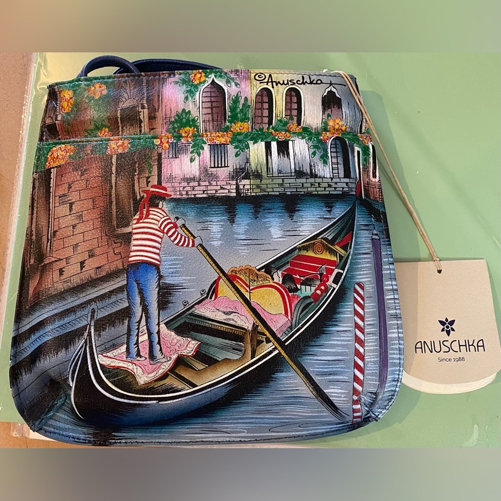 Venetian Story Anuschka Women's Hand Painted Slim Crossbody Purse - NWT
